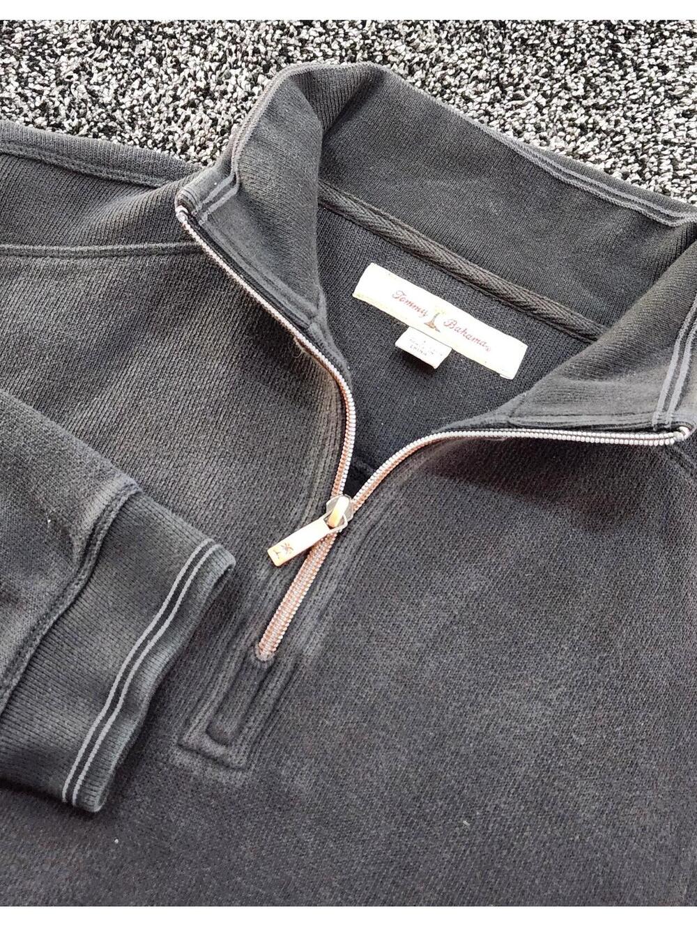 Tommy Bahama Tobago Bay Half Zip Pullover Smoke Black Mens Large Business Casual